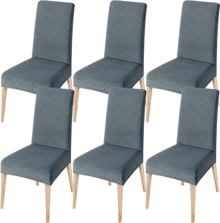 Eetkamerstoelhoezen set van 6 stretch slipcovers grijs