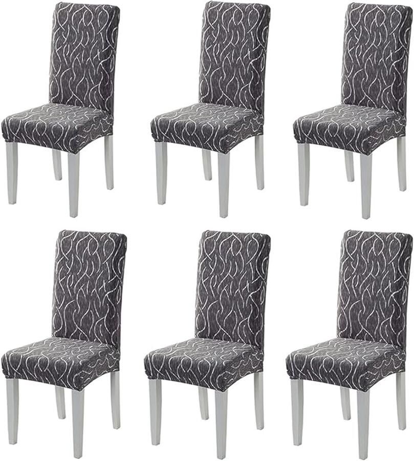 Eetkamerstoelhoezen verpakking van 6 verstelbare eetkamerstoelhoezen elastische eetkamerstoelhoezen machinewasbare eetkamerstoelbeschermers geschikt voor thuis keuken restaurant feesten bruiloften en andere gelegenheden