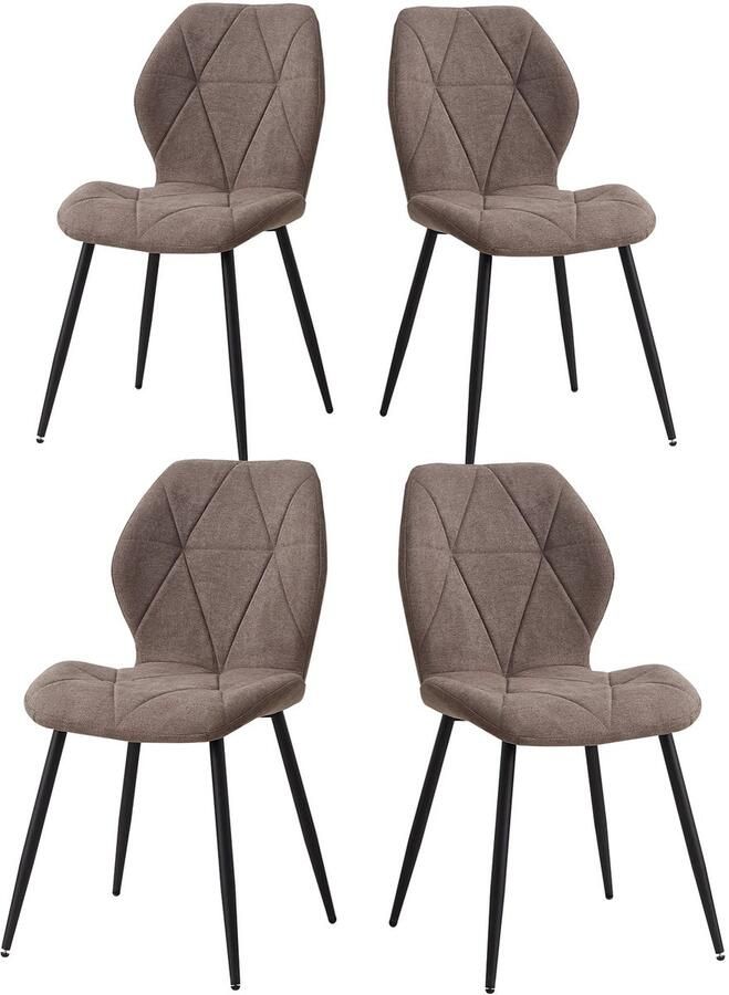 Corenia Eetkamerstoelen Eetstoelen Keukenstoelen Set van 4 Scandinavisch minimalistisch Kastanjebruin