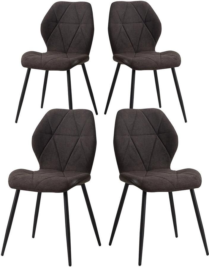 Corenia Eetkamerstoelen Eetstoelen Keukenstoelen Set van 4 Scandinavisch minimalistisch Zwart