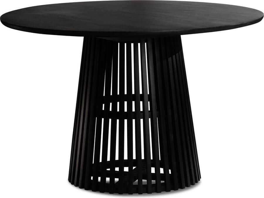 Rootz Living Rootz Eetkamertafel Moderne ronde keukentafel Massief hout handgemaakt Uniek ontwerp duurzaam eenvoudige montage 120 cm x 120 cm x 77 cm Zwart