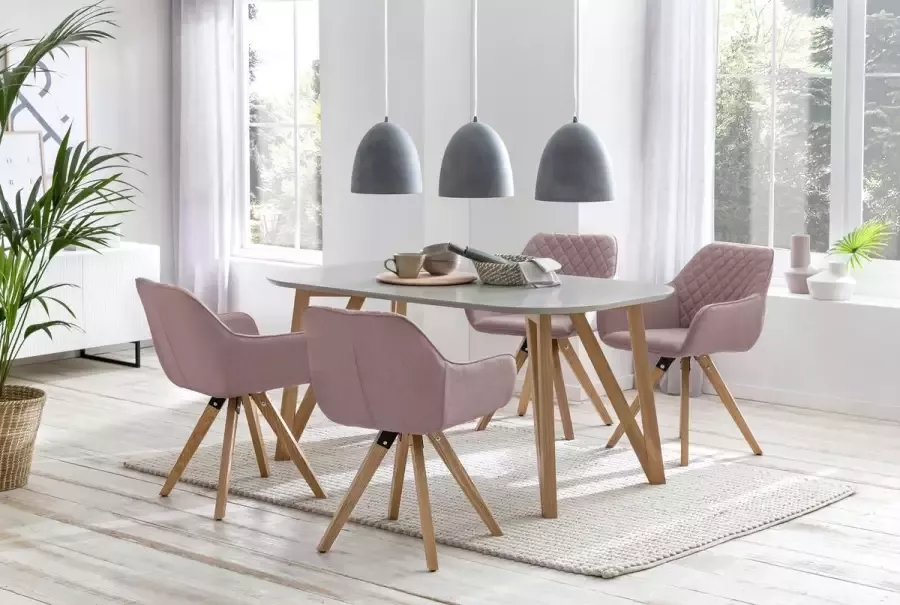 SalesFever Eethoek bestaand uit 4 moderne beklede stoelen en een 160 cm brede tafel (set 5-delig)