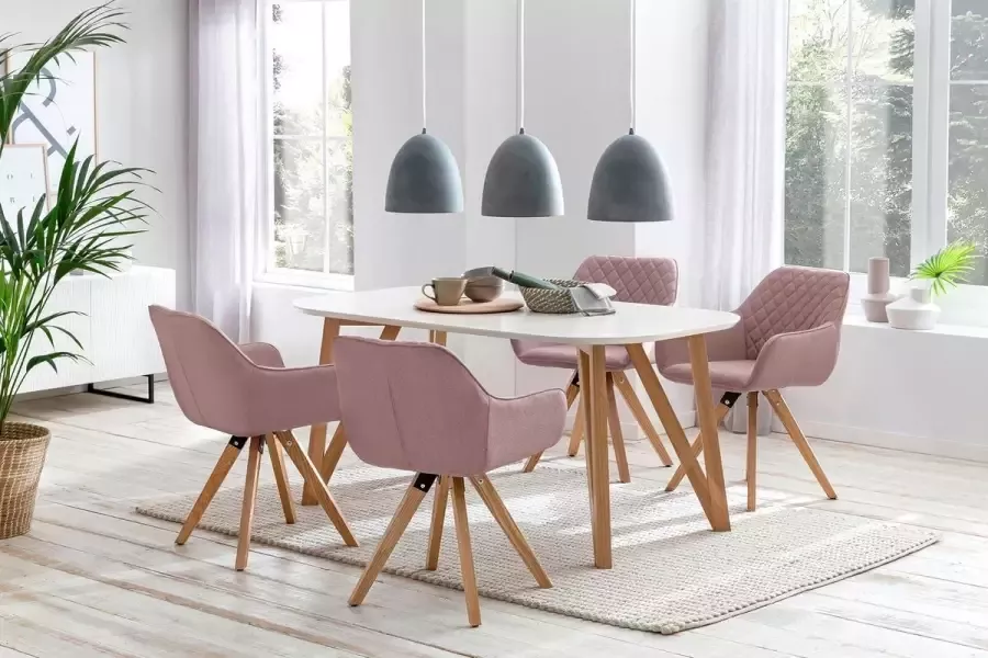 SalesFever Eethoek bestaand uit 4 moderne beklede stoelen en een 180 cm brede tafel (set 5-delig) - Foto 1