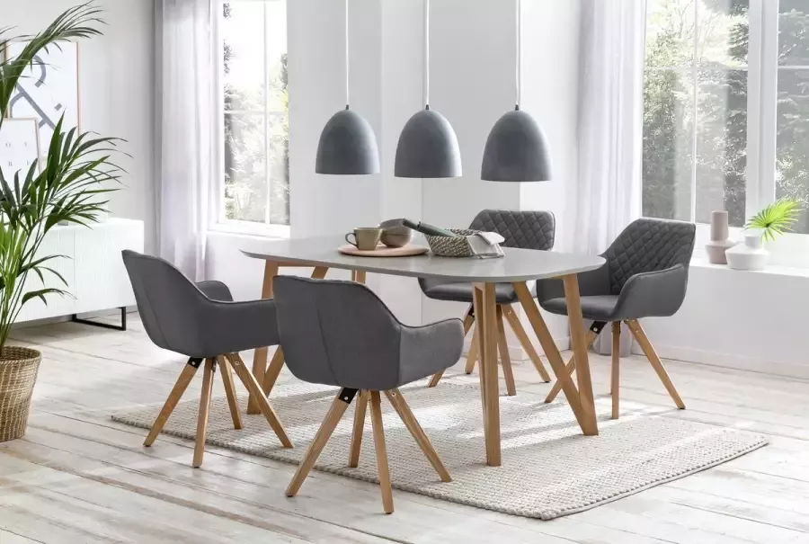 SalesFever Eethoek Växjö Elegant ontworpen zitgroep bestaand uit 4 moderne beklede stoelen en een 180 cm brede tafel (set 5-delig)