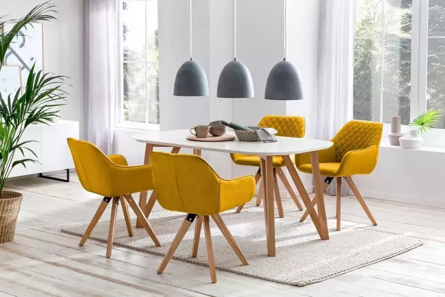 SalesFever Eethoek Växjö Gezinsvriendelijke eettafel incl. stoelen bestaand uit 4 moderne beklede stoelen en een 180 cm brede tafel (set 5-delig)