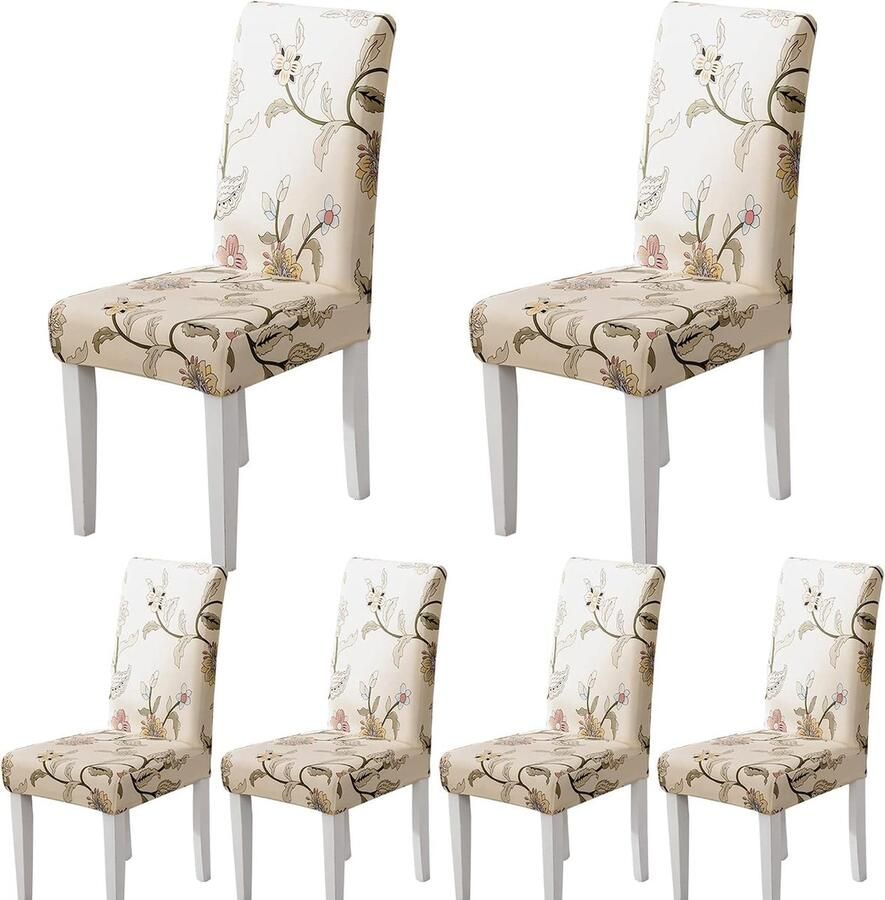 Eetstoelhoezen voor eetkamerstoelen 4 6 stuks Stretch eetkamerstoelhoezen voor hotel restaurant bruiloft Bruine bloemen 6 stuks