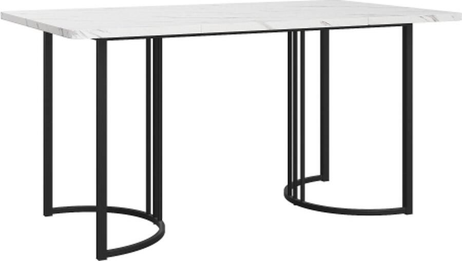 Zonder merk Gotagee Eettafel (1-delig) Moderne keukentafel Rechthoekige Eettafel Wit en Zwart met verstelbare voetjes MDF tafelblad in wit