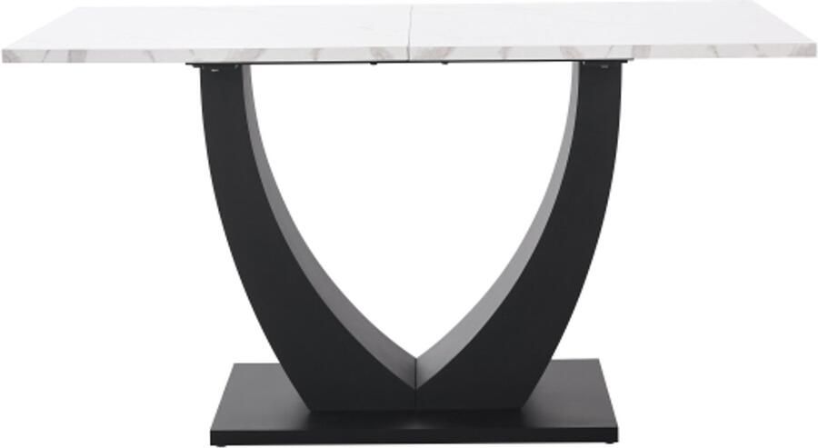 GOTAGEE Eettafel 140 x 75 5 cm (1 stuk) keukentafel metalen frame rechthoekige eettafel met marmerpatroon en verstelbare poten voor eetkamer woonkamer wit zwart