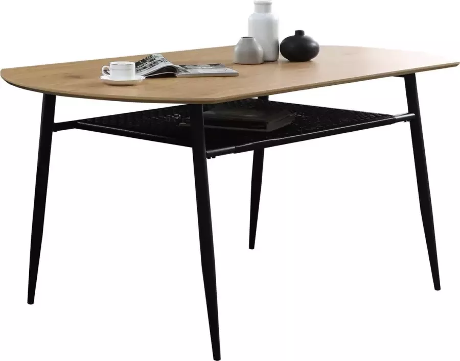 SalesFever Eettafel Gezinsvriendelijke tafel Stijlvolle opberger van metaal en polyrotan