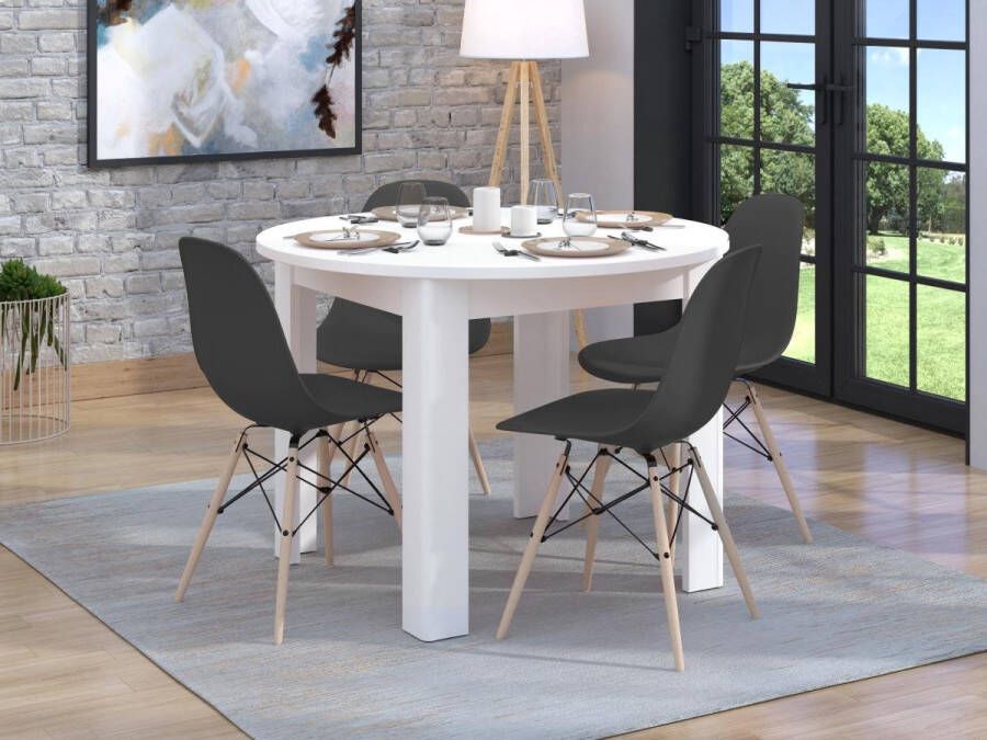 Home affaire Eettafel Ancona ronde tafel 106 cm MFD tafelblad in verschillende moderne kleuren ideaal voor een moderne keuken