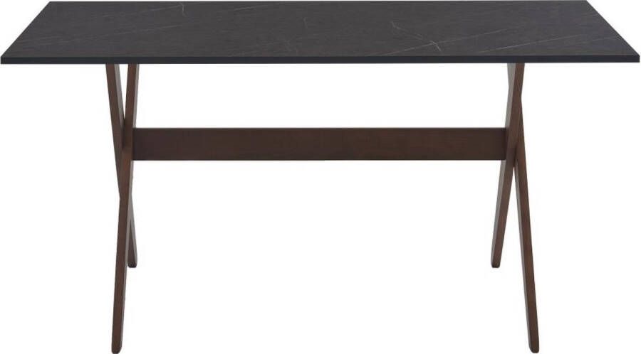 Vente-unique Eettafel 6 plaatsen van mdf en beuken Antraciet en donker naturel SERANI L 150 cm x H 75 cm x D 90 cm