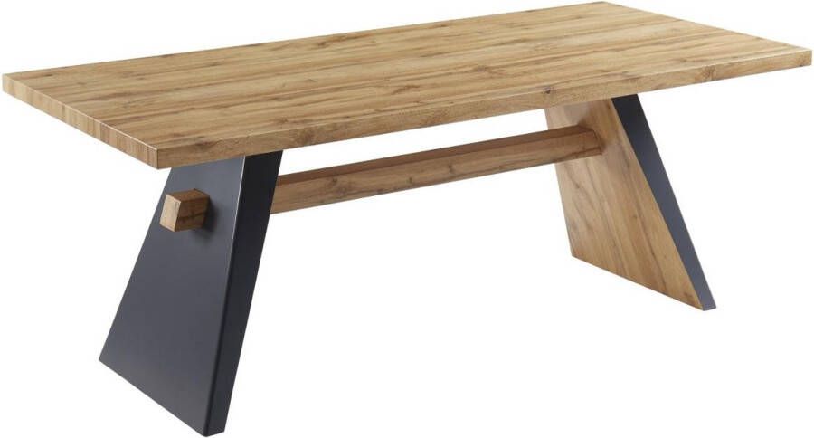Vente-unique Eettafel 8 personen in mdf Houtlook en antraciet MILATU L 200 cm x H 76 cm x D 90 cm