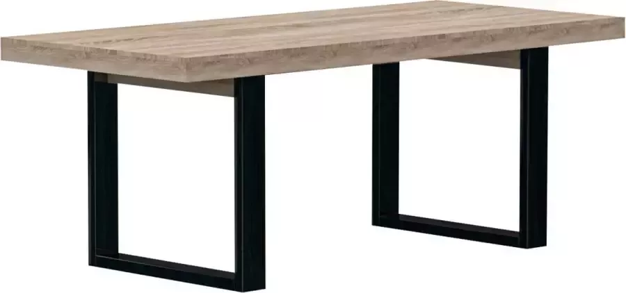 Vente-unique Eettafel 8 plaatsen naturel en zwart NADIEGE L 200 cm x H 77.5 cm x D 90 cm - Foto 2
