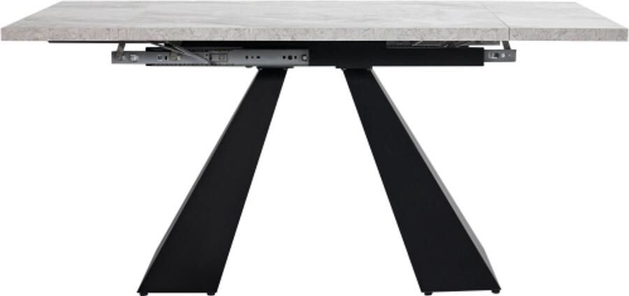 Eettafel 99x74x77cm Rechthoekige Uitschuifbare Tafel Zwart Grijs MDF Zuilpoten Modern Design Ruimtebesparend Met Brede Werkruimte Voor Homeoffice En Woonkamer