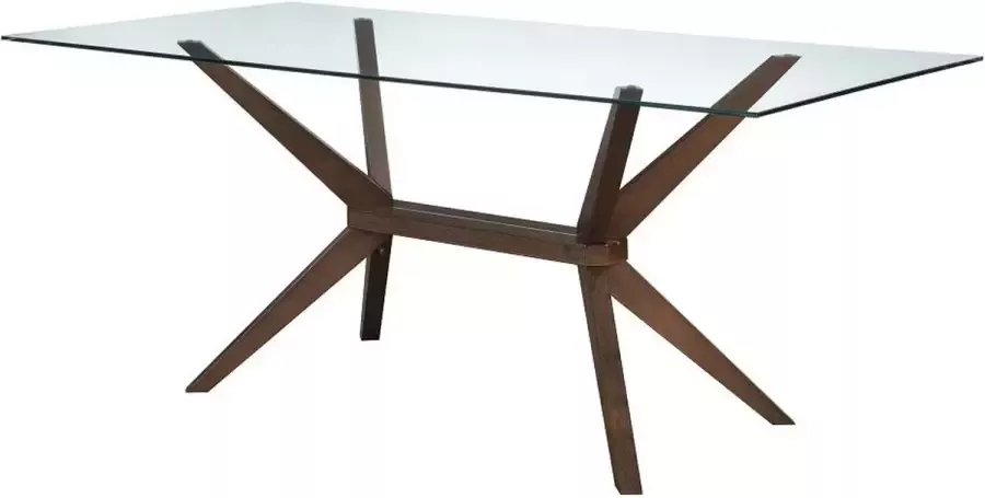 Vente-unique Eettafel BELINDA 6 personen Gehard glas en beukenhout L 180 cm x H 75 cm x D 90 cm - Foto 2