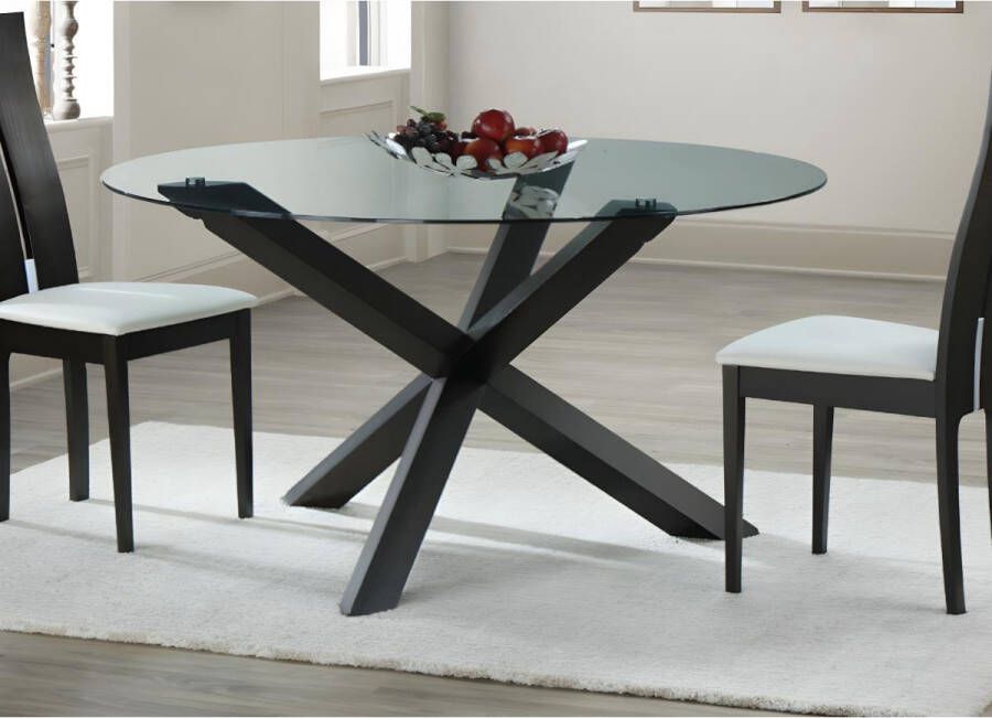 Vente-unique Eettafel CENTAURI 4 personen Hout en gehard glas L 140 cm x H 75.5 cm x D 140 cm - Foto 4