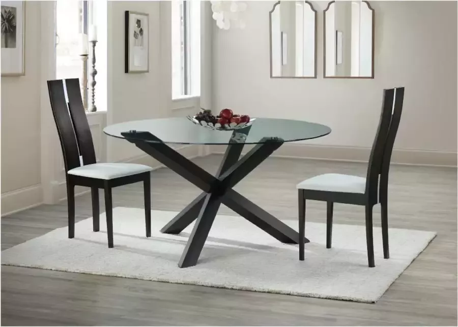 Vente-unique Eettafel CENTAURI 4 personen Hout en gehard glas L 140 cm x H 75.5 cm x D 140 cm - Foto 5