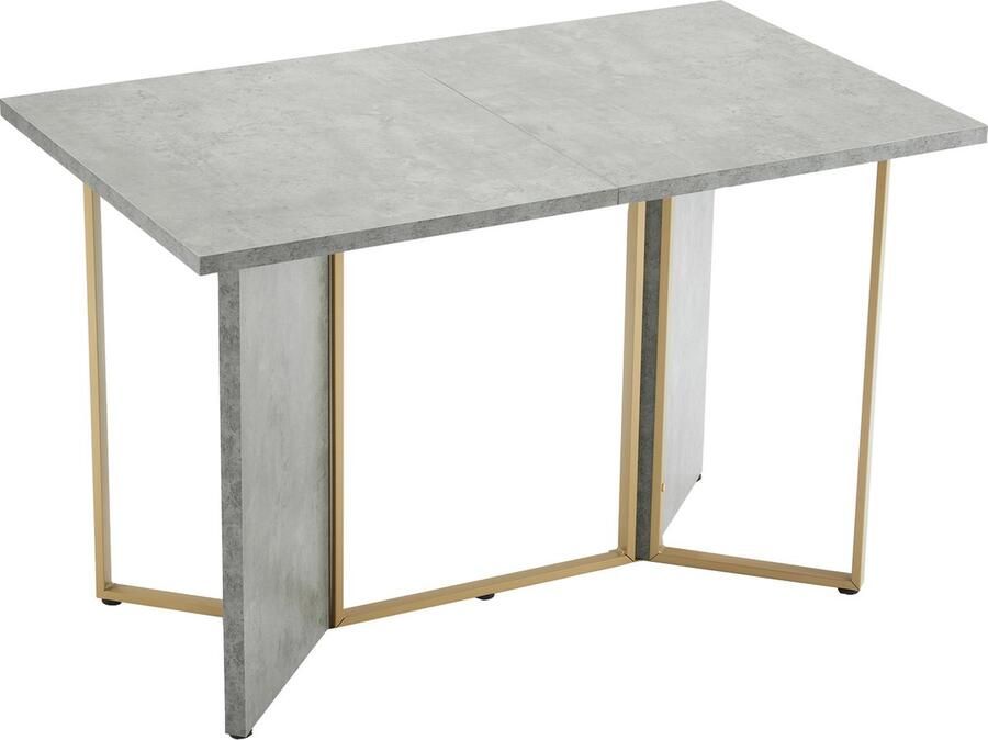 Gutent Eettafel Grijs 70*119 cm (1 st) Cementkleur Moderne Eettafel Modieuze metalen poot decoratie duurzaam en slijtvast licht gewicht