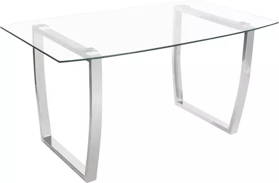 Vente-unique Eettafel IMELDA 6 personen Gehard glas en verchroomd metaal L 150 cm x H 75 cm x D 90 cm - Foto 2