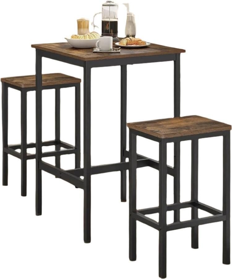 Eettafel ingesteld met stoelen balktafel 2 ontlasting ruimtebesparend ontwerp 60x60x90cm tabel 30x40x65cm krukken