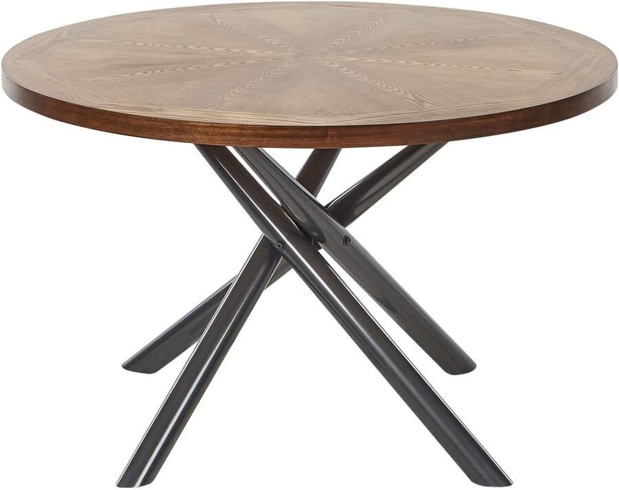 Beliani LORENZO Eettafel Donkerhout Grijs ⌀ 120 cm MDF