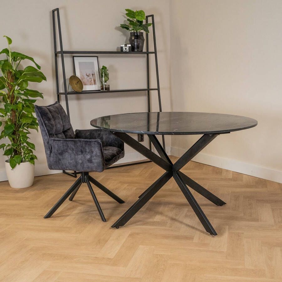 Eettafel Lynn Rond Zwart marmer