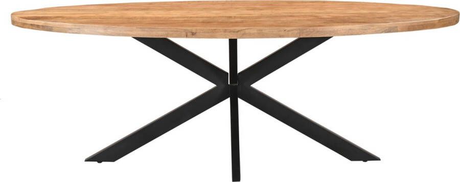 SALE! Eettafel Tafel Mango Ovaal 220x100 cm 6 cm blad dikte Spinpoot 5x10 Groot Naturel met lak afgewerkt - Foto 2