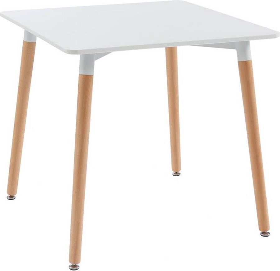 Vente-unique Eettafel met 2 plaatsen in MDF en beukenhout Wit CARISELA L 80 cm x H 73 cm x D 80 cm - Foto 1