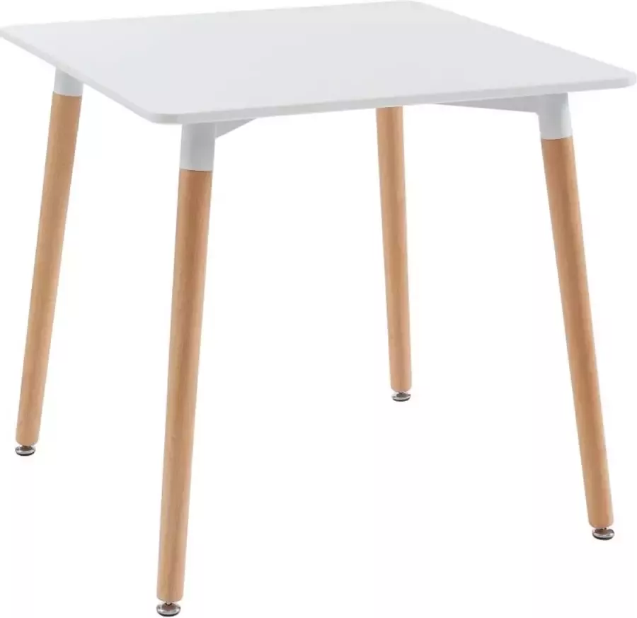 Vente-unique Eettafel met 2 plaatsen in MDF en beukenhout Wit CARISELA L 80 cm x H 73 cm x D 80 cm