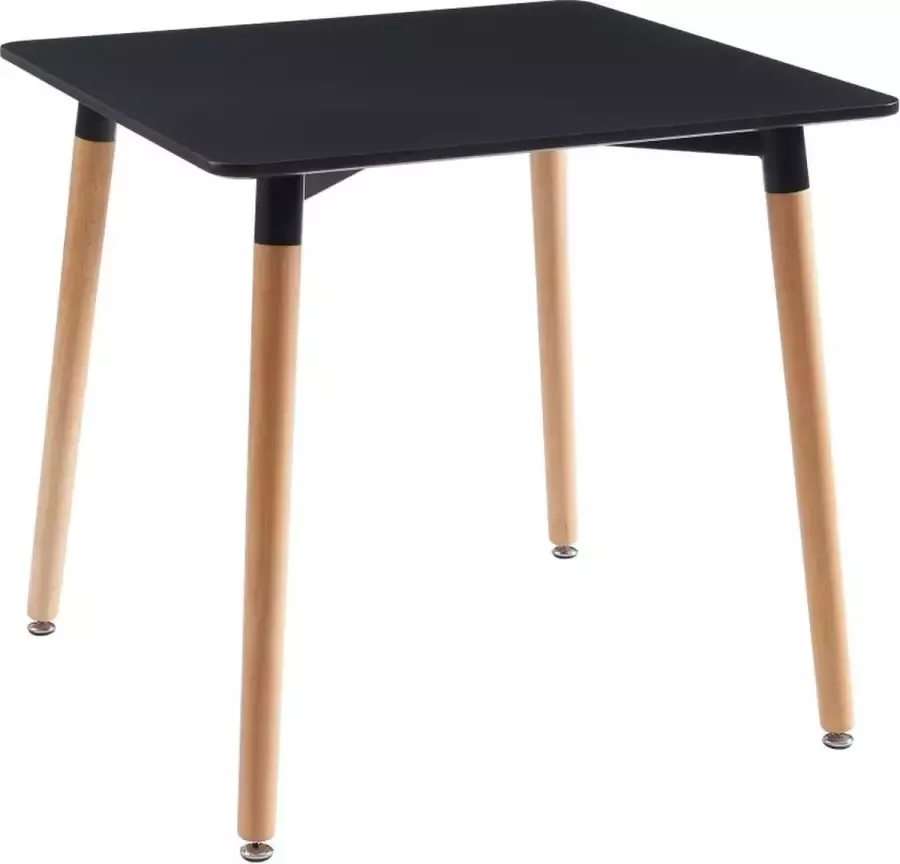 Vente-unique Eettafel met 2 plaatsen in MDF en beukenhout Zwart CARISELA L 80 cm x H 73 cm x D 80 cm