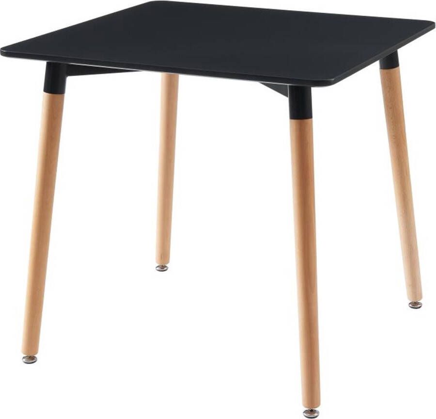 Vente-unique Eettafel met 2 plaatsen in MDF en beukenhout Zwart CARISELA L 80 cm x H 73 cm x D 80 cm