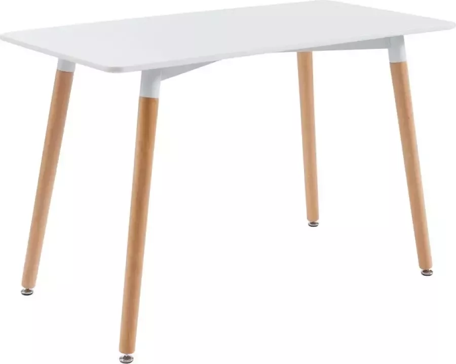 Vente-unique Eettafel met 4 plaatsen in MDF en beukenhout Wit CAROLIANE L 120 cm x H 75 cm x D 60 cm