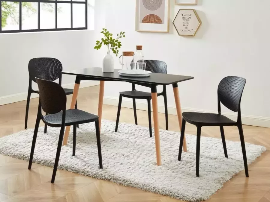 Eettafel met 4 plaatsen in MDF en beukenhout Zwart CAROLIANE L 120 cm x H 75 cm x D 60 cm