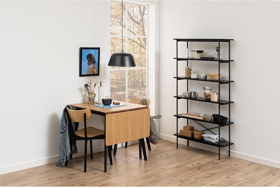 SMUK Eettafel met Klapblad 80-120 cm Roxan Eik Zwart