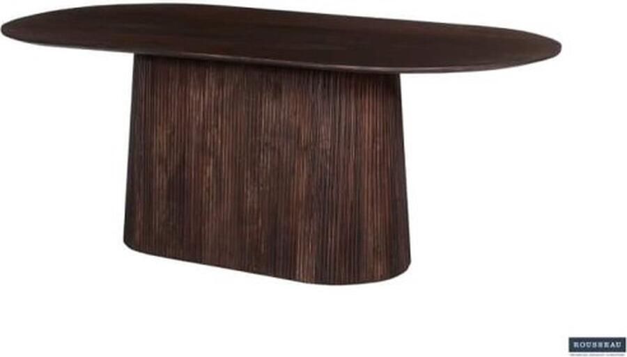 ZAZA Home Eettafel 'Miguel' 200 cm Ovaal Donkerbruin Structuur en blad massief hout Mangolia