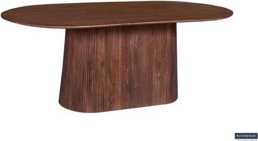 ZAZA Home Eettafel 'Miguel' 200 cm Ovaal Lichtbruin Structuur en blad massief hout Mangolia