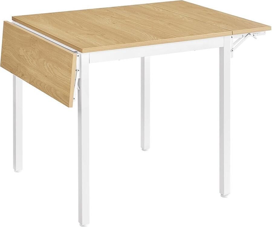 Rootz Living Rootz Eettafel voor 2-4 personen Natuurlijke eikenkleur Wolkwit Spaanplaatstaal 78 cm x 120 cm x 76 2 cm Draagbare opvouwbare tafel