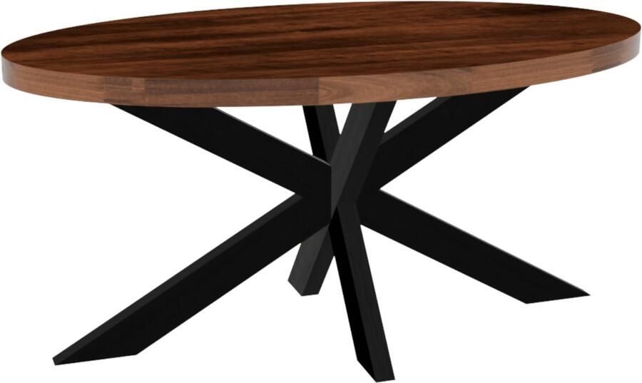 Lizzely Garden & Living Eettafel ovaal mangohout 160cm James bruin ovale industriële tafel duurzaam mango eetkamertafel - Foto 3