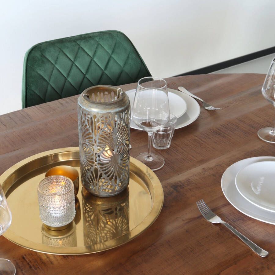 Eettafel ovaal mangohout 180cm James bruin ovale industriële tafel duurzaam mango eetkamertafel - Foto 1