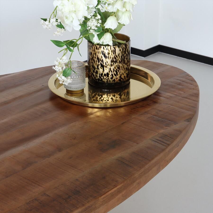 Lizzely Garden & Living Eettafel ovaal mangohout 180cm James bruin ovale industriële tafel duurzaam mango eetkamertafel - Foto 4