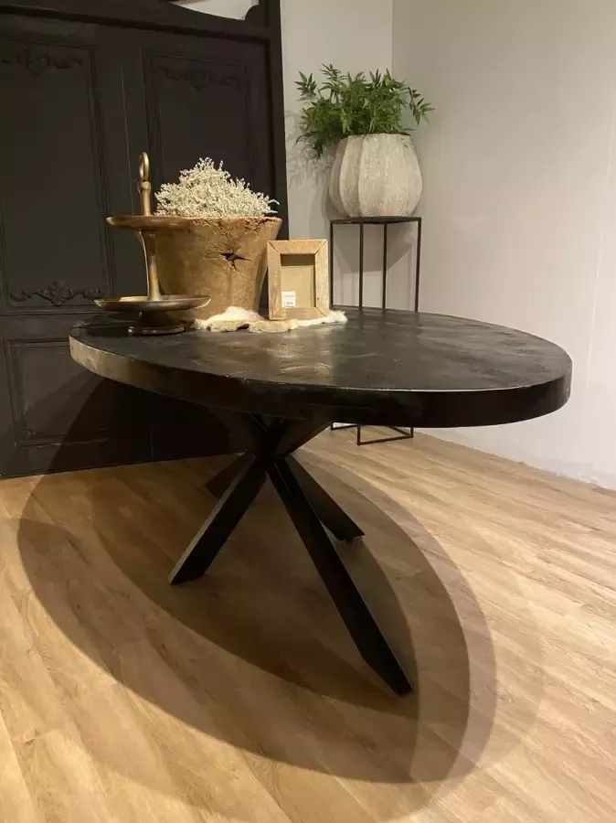 Sfeerwonen Enzo Eettafel Ovaal 160x90 cm Mangohout Zwart Matrix Onderstel - Foto 2