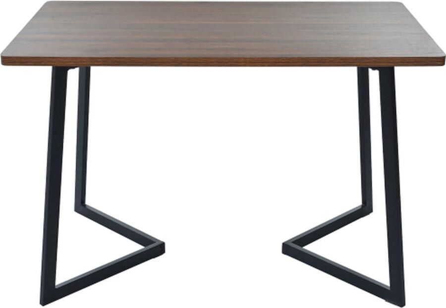 Zonder merk Gotagee Eettafel Rechthoekige eettafel Keukentafel met houtnerf met metalen poten in de kleuren Zwart en Walnoot
