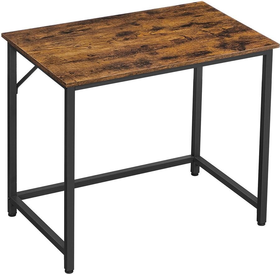 Eettafel salontafel computertafel werktafel stevige metalen frame stijlvol modern minimalistisch ontwerp eenvoudig te monteren geschikt voor eetkamer studeerkamer en kantoor 80 x 50 x 75 cm bruin + zwart