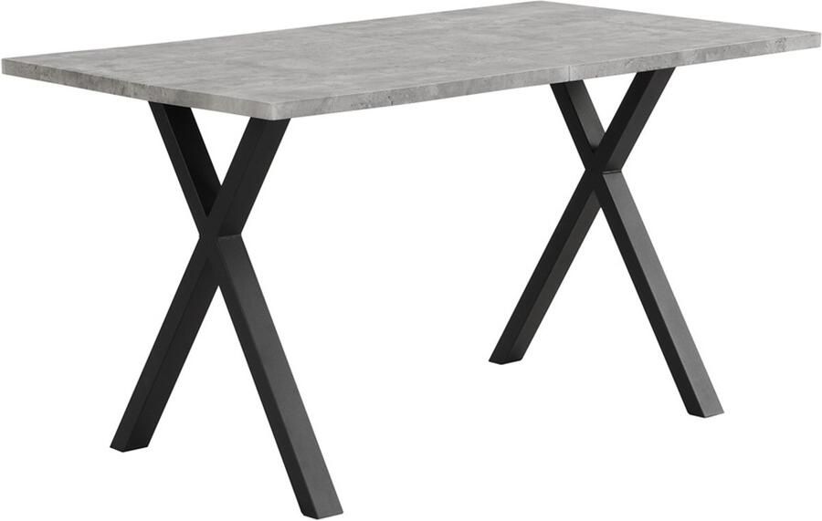 Eettafel salontafel multifunctionele tafel stijlvol stevig metalen kruisframe modern strak ontwerp 140x80x76cm grijs