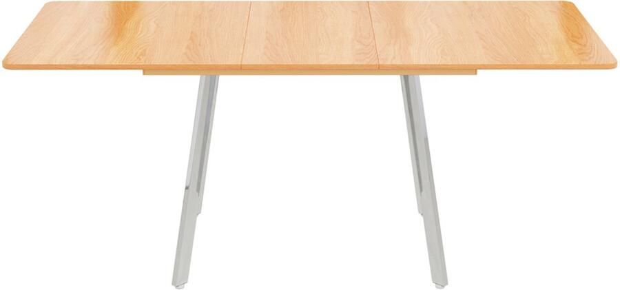 Eettafel Salontafel Uitschuifbare tafel Multifunctionele tafel Elegant tafelblad met houtnerflook met 4 stevige zilverkleurige metalen poten Geschikt voor 4-6 personen Voor eetkamer en woonkamer 140 180x80x75cm Houtkleur+Zilver