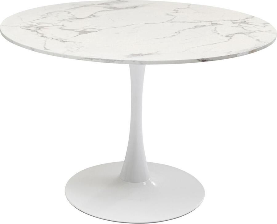 Eettafel Schickeria Ø110cm marmerprint wit Kare Design