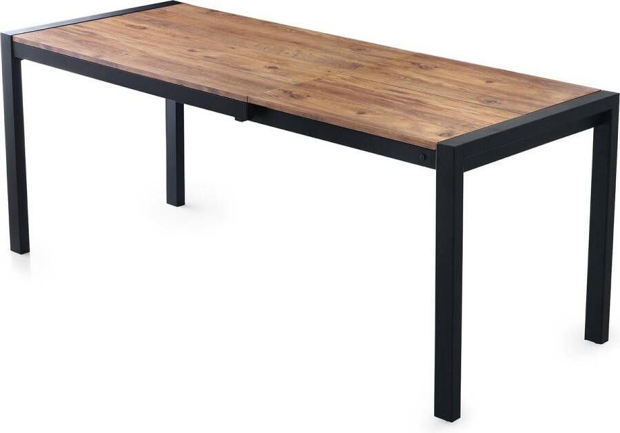 Eettafel Stijlvol Eikenhout 187x75x74cm Melamine Blad & Metalen Poten