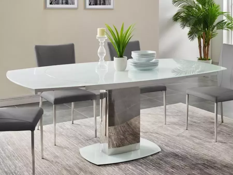 Vente-unique Eettafel TALICIA uitschuifbaar van gehard glas en metaal 6 tot 8 personen wit L 190 cm x H 75 cm x D 105 cm - Foto 7
