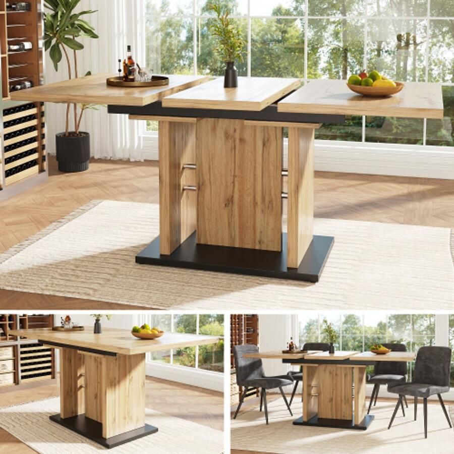 Eettafel Telescopische tabel (119-158 5 × 80 cm) uitbreidbare eettafel ruimtebesparende keukentafel met behulp van interne invoegplaten tot 119-158 5 cm voor keuken en woonkamer