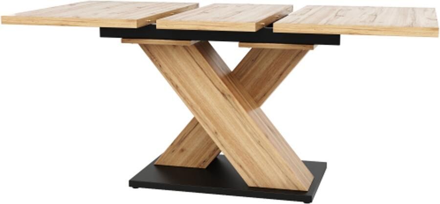 Eettafel telescopische tafel (119-158 5×80cm) tafel keukentafel uitschuifbare tafel met behulp van interne inzetbladen uitschuifbaar tot 119-158 5cm voor keuken en woonkamer eettafel in houtkleur met gebogen